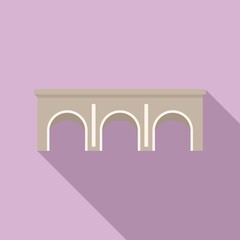 Stone bridge icon flat vector. River arch