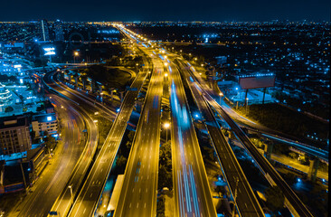 Fototapeta na wymiar Expressway top view, Road traffic an important infrastructure 