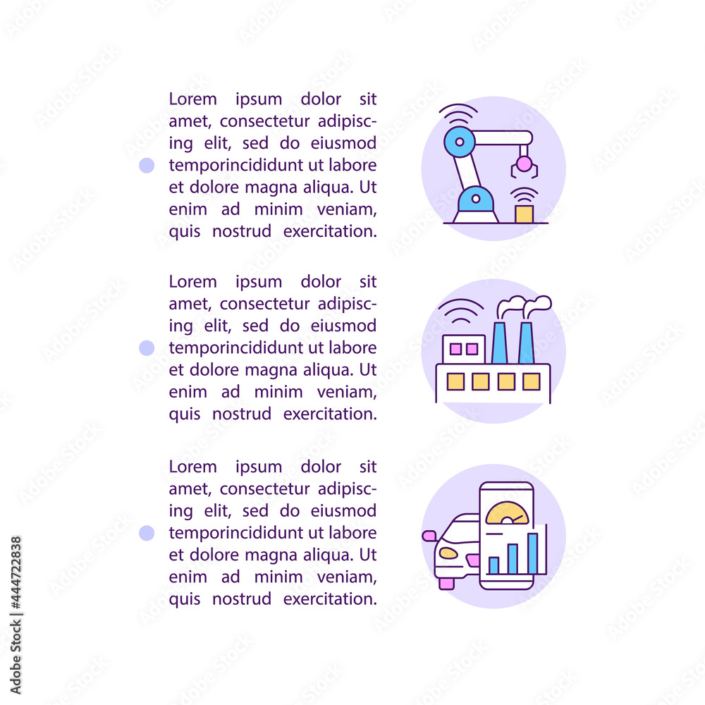 Poster boosting manufacturing concept line icons with text. ppt page vector template with copy space. broch