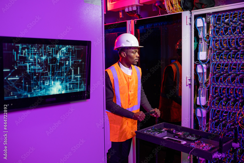 Aufkleber Security System Engineer Pushing Cart with Server Components