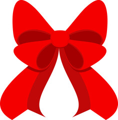 Decorative festive red bow. Icon for greeting cards.