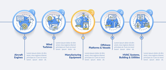 Digital twin application vector infographic template. Engines presentation outline design elements. Data visualization with 5 steps. Process timeline info chart. Workflow layout with line icons