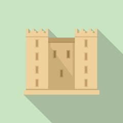 Castle facade icon flat vector. Old medieval castle