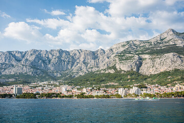 Fototapeta premium Makarska the famous resort in Croatia, Dalmatia, Europe. Makarska Riviera in Croatia is very popular tourist destination in Southern Europe.