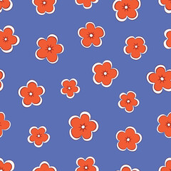 Simple floral pattern. Abstract daisy flowers background. Vector.
