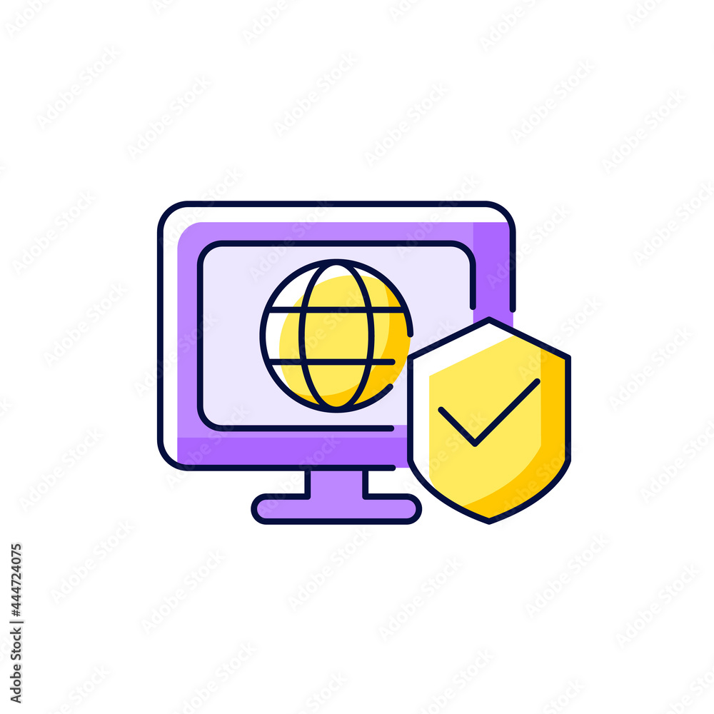 Poster network security purple rgb color icon. isolated vector illustration. protection from unauthorized i