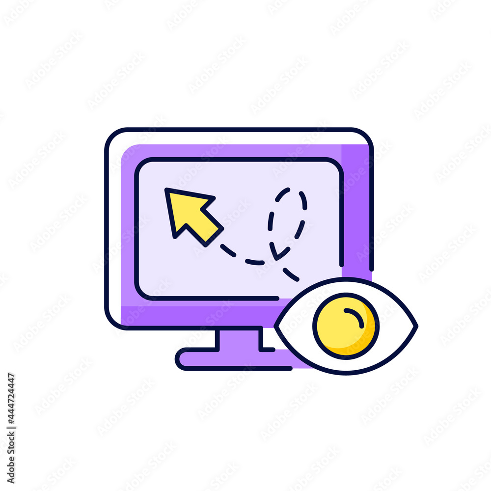 Poster mouse movement tracking purple rgb color icon. isolated vector illustration. using for interfaces ad