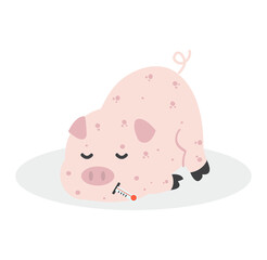 Sick Pig  Swine Flu bacteria virus infected