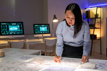 Female Automobile Designer Drawing Sketches