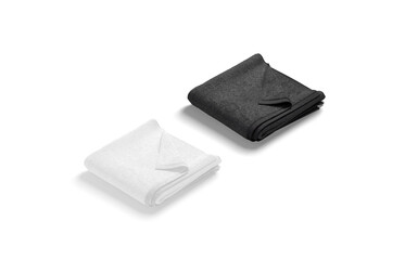 Blaank black and white folded towel with deferred corner mockup