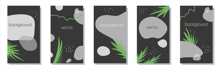 Abstract backgrounds for the history of social networks. Set of minimalistic backgrounds of shapes, lines and dots. Place for an inscription. Vector stock illustration. modern scribbles and spots.
