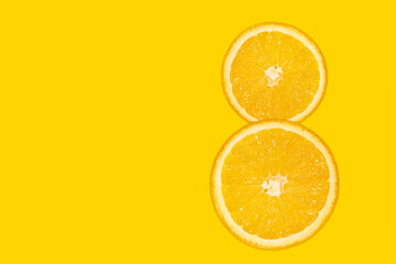 Eight digit - sliced orange, yellow background.