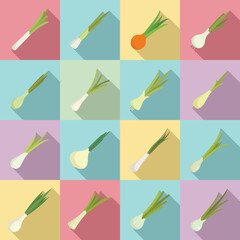 Chives icons set flat vector. Agriculture farming