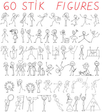 stick figure collection, set of people, isolated, vector
