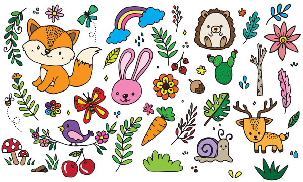 cute hand drawn doodle for kid. Vector illustration of Doodle cute for design elements.