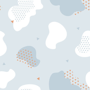 Vector Abstract Cloud like Organic Shapes and Triangular Airplanes seamless pattern background. Perfect for fabric, scrapbooking and wallpaper projects.