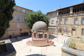 La place Rene Char, ville de Bollene, département du Vaucluse, France