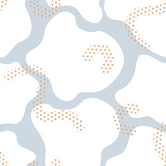 Vector Abstract Cloud like Organic Shapes in Blue and White seamless pattern background. Perfect for fabric, scrapbooking and wallpaper projects.