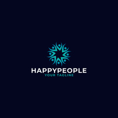 Happy people abstract symbol sign, circle logo family