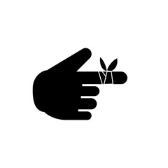 Finger cut bandage line flat icon 