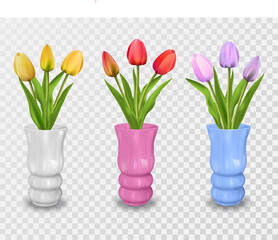 A set of vases with flowers