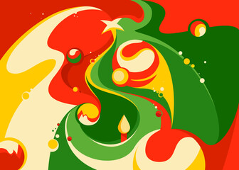 Banner with abstract christmas tree. Postcard design in flat style.