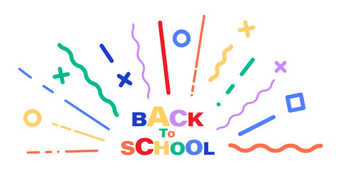 back to school geometric starburst explosion vector banner isolated on white background. welcome back color sunburst modern illustration