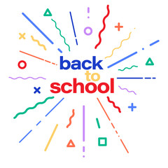 back to school geometric starburst explosion vector banner isolated on white background. welcome back color sunburst modern illustration