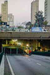 tunnel and Elevated highway known as Minhocao, or Elevado Presidente Joao Goulart, in Sao Paulo downtown, Brazil