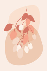 Blue berry pattern background, Boho minimalist fruit illustration for  design nursery wall decor, t shirt print, shop flyer, contemporary poster etc.