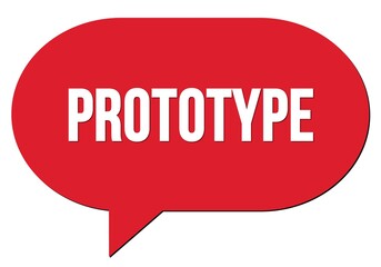 PROTOTYPE text written in a red speech bubble