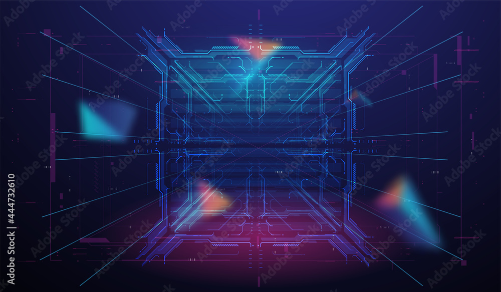 Poster futuristic hud frames. sci fi technology template design. abstract layout digital design user interf