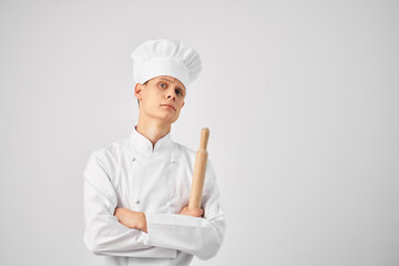 man chef rolling pin in hands emotions self-confidence kitchen