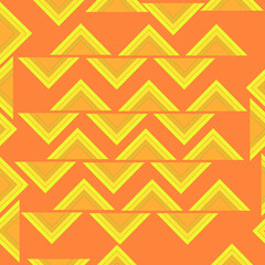 Seamless pattern triangles orange and yellow on the orange background.