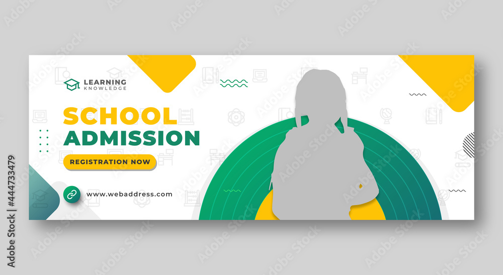 Wall mural kids school education facebook cover or web banner