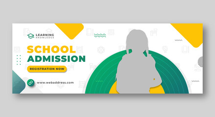 Kids school education facebook cover or web banner - obrazy, fototapety, plakaty