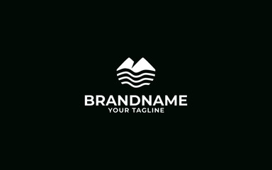 Mountain sea minimalist sign logo