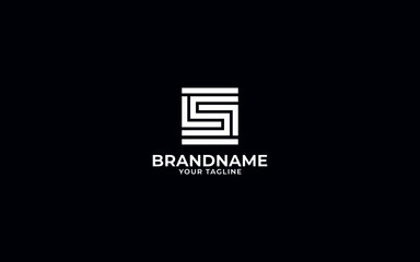 Letter s with shield symbol sign logo, Letter s with square symbol sign logo
