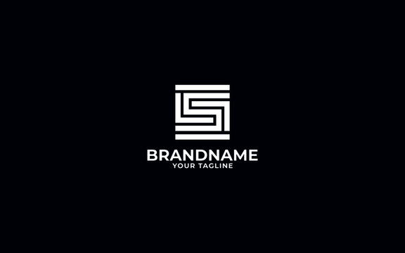 Letter s with shield symbol sign logo, Letter s with square symbol sign logo