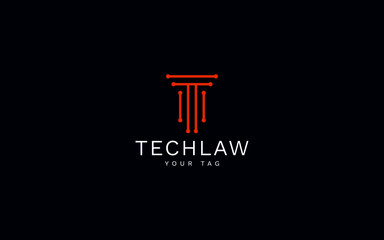 Letter T tech technolgy law sign symbol logo