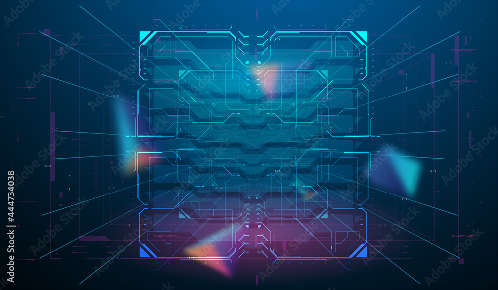 Poster abstract layout digital design user interface square frames in neon style. futuristic hud frames. sc