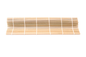 bamboo mat for making japanese sushi isolated on white background