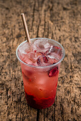 Street food Lemonade to go cup with cherry