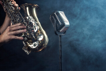 Fototapeta na wymiar jazz music movement saxophonist
