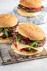fresh tasty burger on a white background