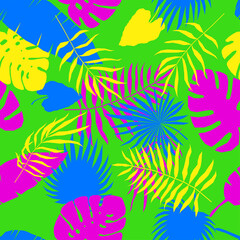 Fototapeta na wymiar Seamless Sunner Time Tropical Exotic Pattern Background