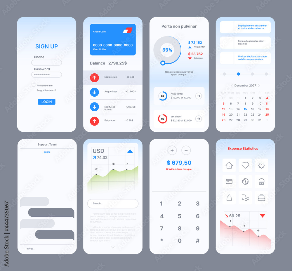 Poster web page templates. app design for user easy experience online digital interface symbols slider fram