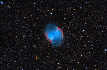 The Dumbbell Nebula (also known as the Apple Core Nebula, Messier 27, M 27 or NGC 6853) in the...