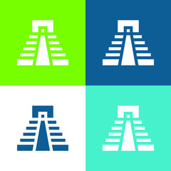 Aztec Pyramid Flat four color minimal icon set