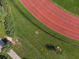 A sky view of a track